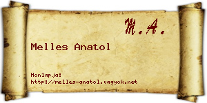 Melles Anatol névjegykártya